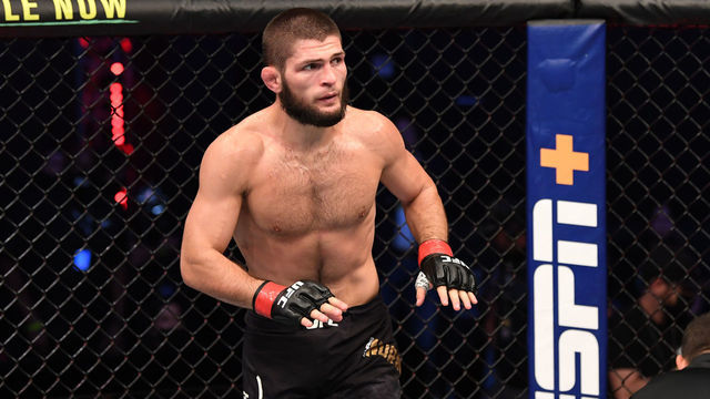 ABU DHABI, UNITED ARAB EMIRATES - OCTOBER 25: Khabib Nurmagomedov of Russia reacts after his submission victory over Justin Gaethje in their lightweight title bout during the UFC 254 event on October 25, 2020 on UFC Fight Island, Abu Dhabi, United Arab Emirates.