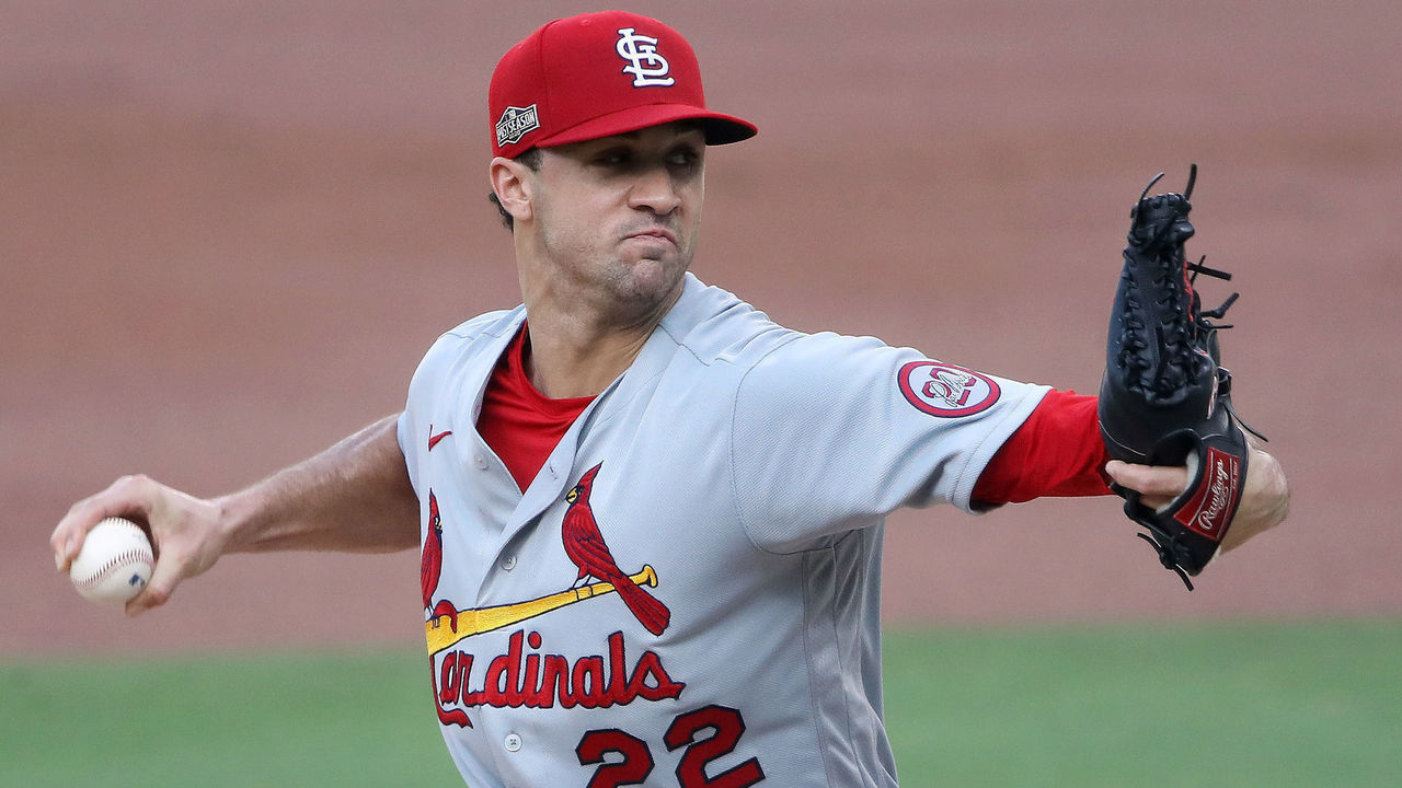 SAN DIEGO, CALIFORNIA - OCTOBER 02: Jack Flaherty #22 of the St. Louis Cardinals throws to the plate against the San Diego Padres during the first inning of Game Three of the National League Wild Card Series at PETCO Park on October 02, 2020 in San Diego, California.