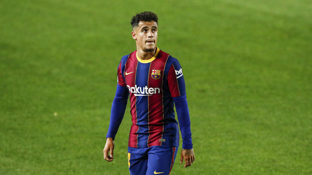 14 Philippe Coutinho of FC Barcelona during La Liga match between FC Barcelona and Sevilla FC behind closed doors due to Coronavirus at Camp Nou Stadium on October 04, 2020 in Barcelona, Spain.
