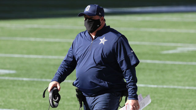 SEATTLE, WASHINGTON - SEPTEMBER 27: Head Coach Mike McCarthy of the Dallas Cowboys looks on in the second quarter against the Dallas Cowboys at CenturyLink Field on September 27, 2020 in Seattle, Washington.