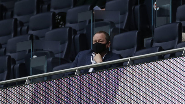 Newcastle United's English owner Mike Ashley watches from the stands during the English Premier League football match between Tottenham Hotspur and Newcastle United at Tottenham Hotspur Stadium in London, on September 27, 2020.