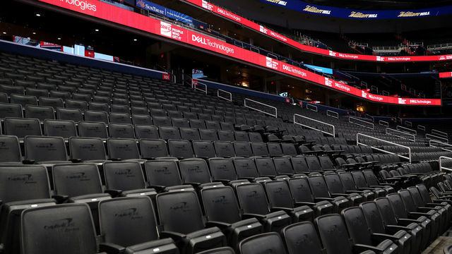 WASHINGTON, DC - MARCH 10: Seats are empty prior to the New York Knicks playing the Washington Wizards at Capital One Arena on March 10, 2020 in Washington, DC.