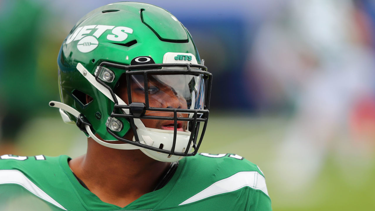 ORCHARD PARK, NY - SEPTEMBER 13: Quinnen Williams #95 of the New York Jets on the field before a game against the Buffalo Bills at Bills Stadium on September 13, 2020 in Orchard Park, New York. Bills beat the Jets 27 to 17.