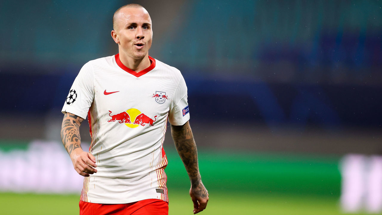20 October 2020, Saxony, Leipzig: Football: Champions League, group stage, RB Leipzig - Istanbul Basaksehir in the Red Bull Arena. Leipzig's player Angelino walks across the pitch. Photo: Jan Woitas/dpa-Zentralbild/dpa