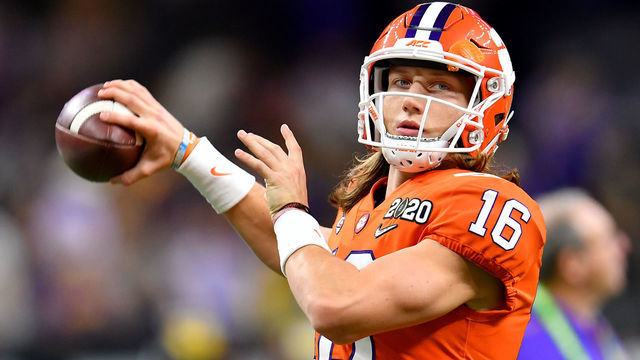 NEW ORLEANS, LOUISIANA - JANUARY 13: Trevor Lawrence #16 of the Clemson Tigers warms up before the College Football Playoff National Championship game against the LSU Tigers at the Mercedes Benz Superdome on January 13, 2020 in New Orleans, Louisiana. The LSU Tigers topped the Clemson Tigers, 42-25.