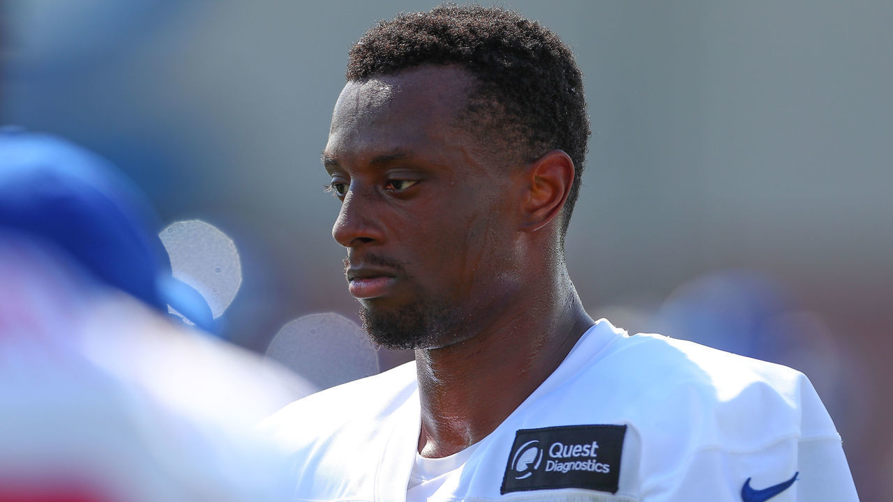 EAST RUTHERFORD, NJ - JULY 26: New York Giants cornerback Eli Apple (24) during New York Giants Training Camp on July 26, 2018 at Quest Diagnostics Training Center in East Rutherford, NJ.