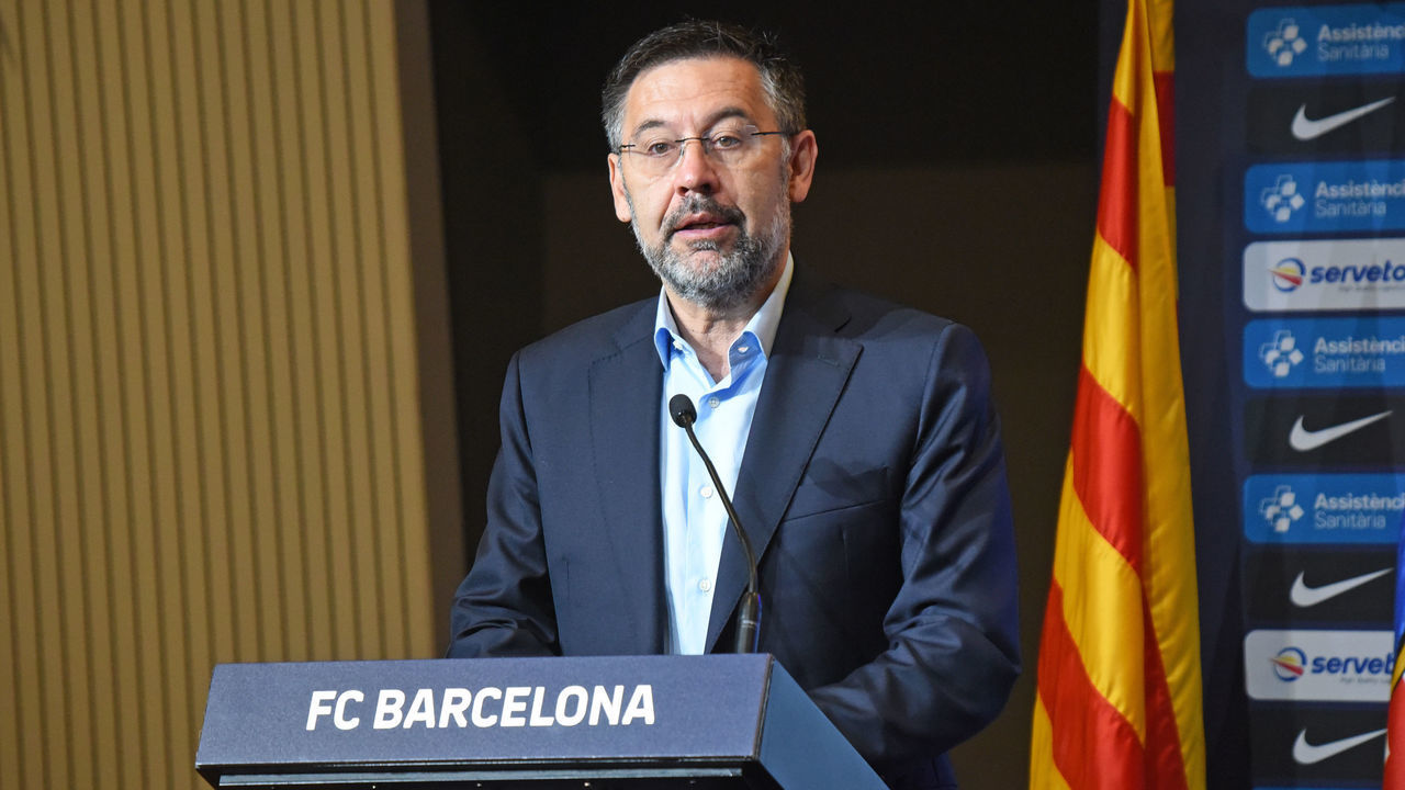 Josep Maria Bartomeu, FC Barcelona president, during the presentation of Sarunas Jasikevicuis as new coach of the FC Barcelona basketball team, on 06th July 2020, in Barcelona, Spain.