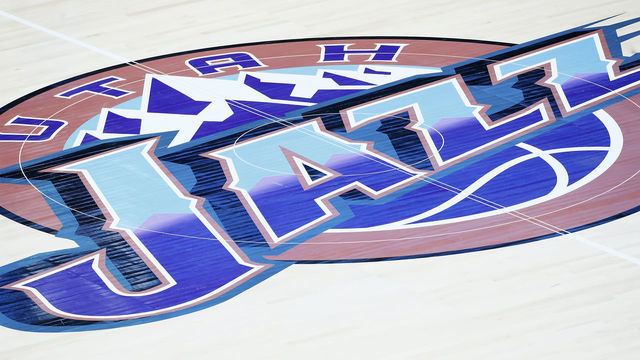 SALT LAKE CITY, UT - FEBRUARY 26: Close up of the Utah Jazz logo during a game at the Vivint Smart Home Arena on February 26, 2020 in Salt Lake City, UT. Mandatory Credit: 2020 NBAE