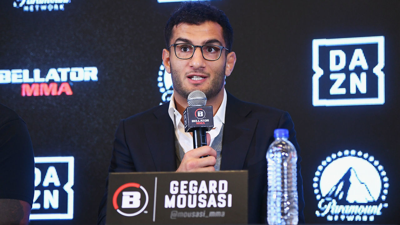 NEW YORK, NY - JUNE 26: Gegard Mousasi speaks onstage during the Bellator-DAZN announcement press conference on June 26, 2018 at Viacom in New York City.