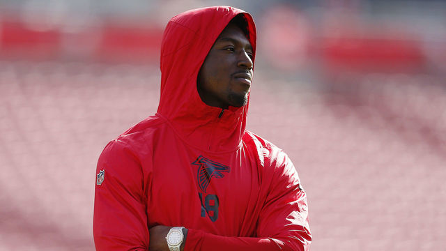 TAMPA, FLORIDA - DECEMBER 29: Calvin Ridley #18 of the Atlanta Falcons looks on during warm ups prior to the game against the Tampa Bay Buccaneers at Raymond James Stadium on December 29, 2019 in Tampa, Florida.