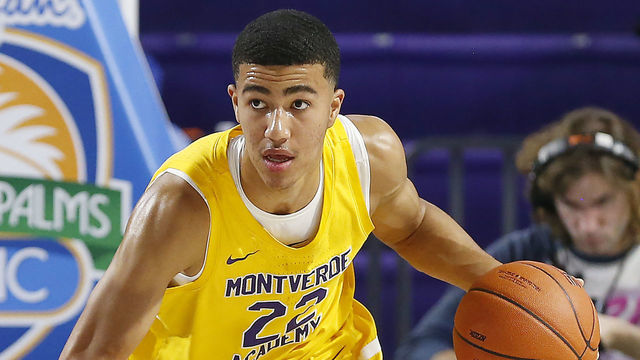 FORT MYERS, FLORIDA - DECEMBER 19: Caleb Houstan #22 of Montverde Academy dribbles with the ball against Sanford School during the City of Palms Classic Day 2 at Suncoast Credit Union Arena on December 19, 2019 in Fort Myers, Florida.