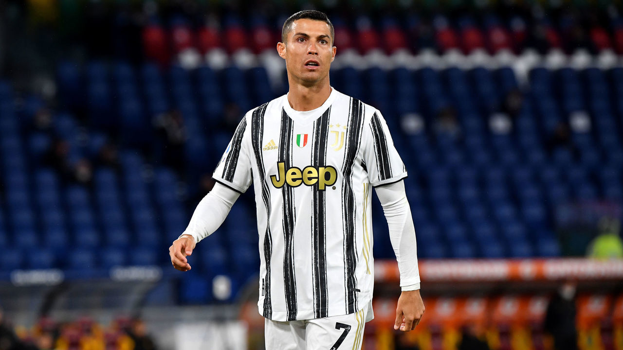 ROME, ITALY - SEPTEMBER 27: Cristiano Ronaldo of Juventus on action ,during the Serie A match between AS Roma and Juventus at Stadio Olimpico on September 27, 2020 in Rome, Italy.