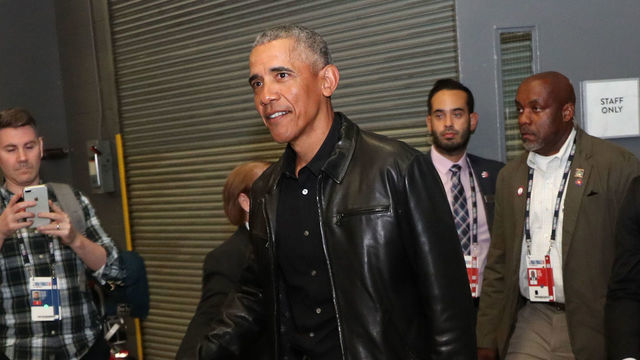TORONTO, CANADA - JUNE 02: The 44th President of the United States, Barack Obama arrives to the arena before Game Two of the NBA Finals between the Golden State Warriors and the Toronto Raptors on June 2, 2019 at Scotiabank Arena in Toronto, Ontario, Canada. NOTE TO USER: User expressly acknowledges and agrees that, by downloading and/or using this photograph, user is consenting to the terms and conditions of the Getty Images License Agreement. Mandatory Copyright Notice: Copyright 2019 NBAE