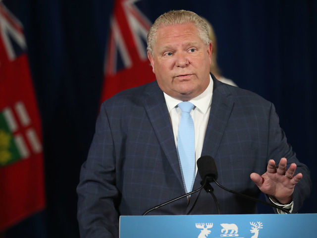 TORONTO, ON- JUNE 25 - Premier Doug Ford holds his daily press briefing as Toronto prepares to join the rest of Ontario in phase two of reopening during the COVID-19 pandemic in Toronto. June 25, 2020. Premier Doug Ford was joined by Minister of Health Christine Elliott and Associate Minister of Children and Women's Issues Jill Dunlop. (Steve Russell/Toronto Star via Getty Images)