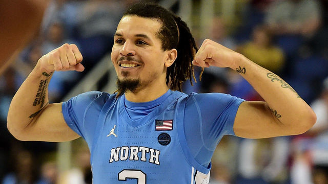 GREENSBORO, NORTH CAROLINA - MARCH 10: Cole Anthony #2 of the North Carolina Tar Heels reacts following a play against the Virginia Tech Hokies during their game in the first round of the 2020 Men's ACC Basketball Tournament at Greensboro Coliseum on March 10, 2020 in Greensboro, North Carolina.