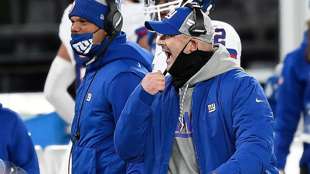 EAST RUTHERFORD, NEW JERSEY - NOVEMBER 02: Head coach Joe Judge of the New York Giants reacts during the first half against the Tampa Bay Buccaneers at MetLife Stadium on November 02, 2020 in East Rutherford, New Jersey.