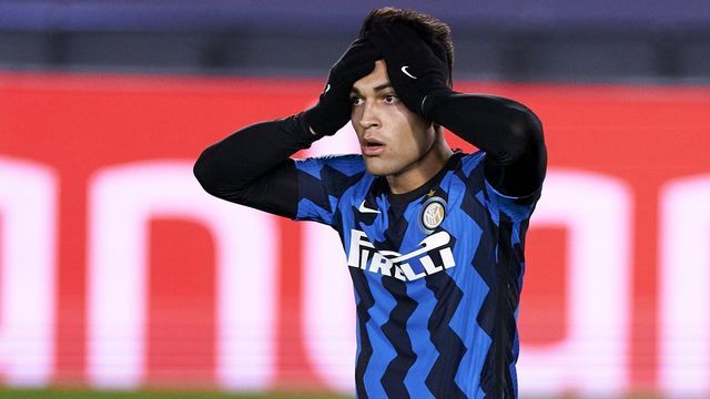 MADRID, SPAIN - NOVEMBER 03: Lautaro Martinez of FC Internazionale reacts during the UEFA Champions League Group B stage match between Real Madrid and FC Internazionale at Estadio Alfredo Di Stefano on November 03, 2020 in Madrid, Spain.