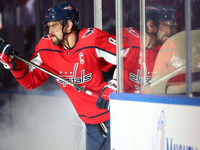 TORONTO, ONTARIO - AUGUST 20: Alex Ovechkin #8 of the Washington Capitals takes the ice for Game Five of the Eastern Conference First Round of the 2020 NHL Stanley Cup Playoff between the New York Islanders and the Washington Capitals at Scotiabank Arena on August 20, 2020 in Toronto, Ontario.