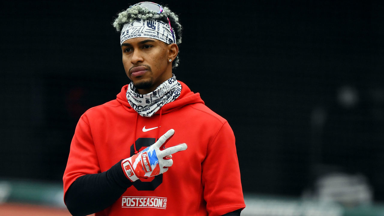 CLEVELAND, OH - SEPTEMBER 30: Francisco Lindor #12 of the Cleveland Indians looks on during batting practice prior to Game 2 of the Wild Card Series between the New York Yankees and the Cleveland Indians at Progressive Field on Wednesday, September 30, 2020 in Cleveland, Ohio.