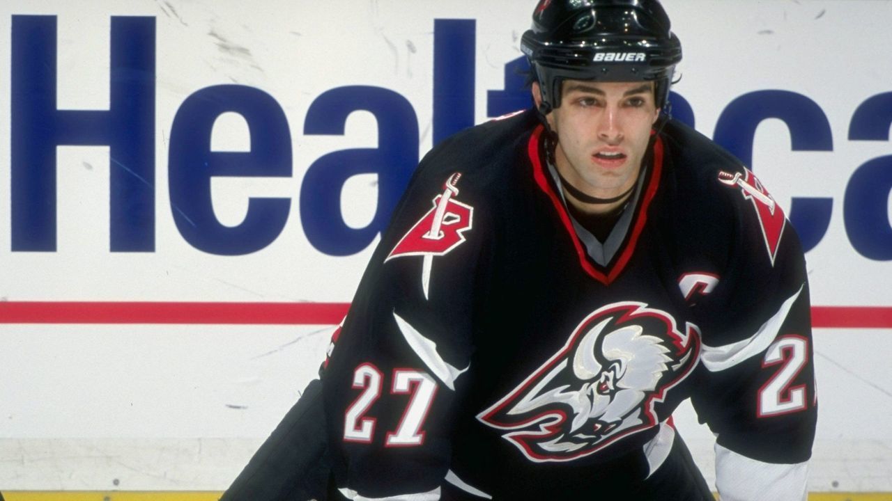 15 Apr 1998: Center Michael Peca of the Buffalo Sabres in action during their game against the New Jersey Devils at the Continental Airlines Arena in East Rutherford, New Jersey. The Devils defeated the Sabres 5-4 in overtime. Mandatory Credit: Jamie Sq
