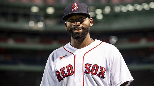BOSTON, MA - SEPTEMBER 24: Jackie Bradley Jr. #19 of the Boston Red Sox poses for a portrait in center field before the first pitch of a game against the Baltimore Orioles on September 24, 2020 at Fenway Park in Boston, Massachusetts. The 2020 season had been postponed since March due to the COVID-19 pandemic.