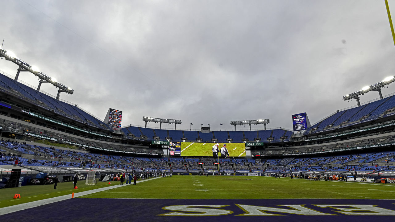 BALTIMORE, MD - NOVEMBER 01: A general view of M&T Bank Stadium in Baltimore, MD. partially filed with fans during the Pittsburgh Steelers game versus the Baltimore Ravens on November 1, 2020.