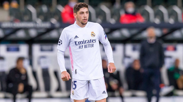 MOENCHENGLADBACH, GERMANY - OCTOBER 27: (BILD ZEITUNG OUT) Federico Valverde of Real Madrid looks on during the UEFA Champions League Group B stage match between Borussia Moenchengladbach and Real Madrid at Borussia-Park on October 27, 2020 in Moenchengladbach, Germany.