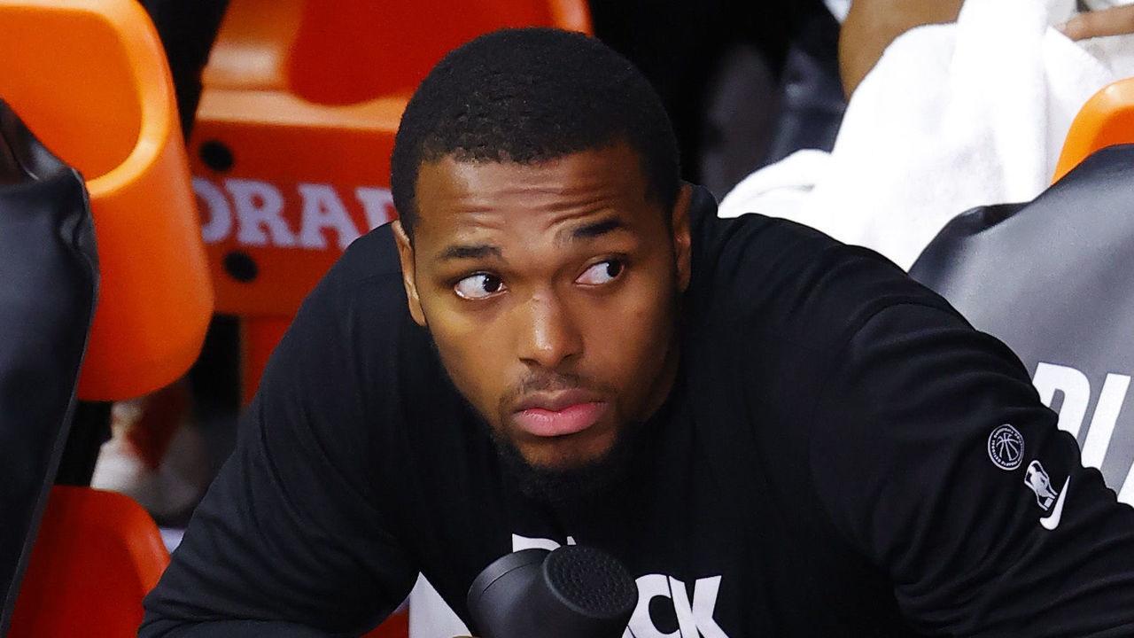 LAKE BUENA VISTA, FLORIDA - AUGUST 29: Sterling Brown #23 of the Milwaukee Bucks holds the Hyperice Hypervolt during the first quarter in Game Five of the Eastern Conference First Round against the Orlando Magic during the 2020 NBA Playoffs at AdventHealth Arena at ESPN Wide World Of Sports Complex on August 29, 2020 in Lake Buena Vista, Florida.