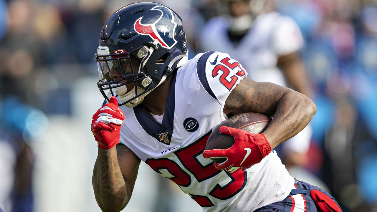 NASHVILLE, TN - DECEMBER 15: Duke Johnson #25 of the Houston Texans runs the ball during a game against the Tennessee Titans at Nissan Stadium on December 15, 2019 in Nashville, Tennessee. The Texans defeated the Titans 24-21.