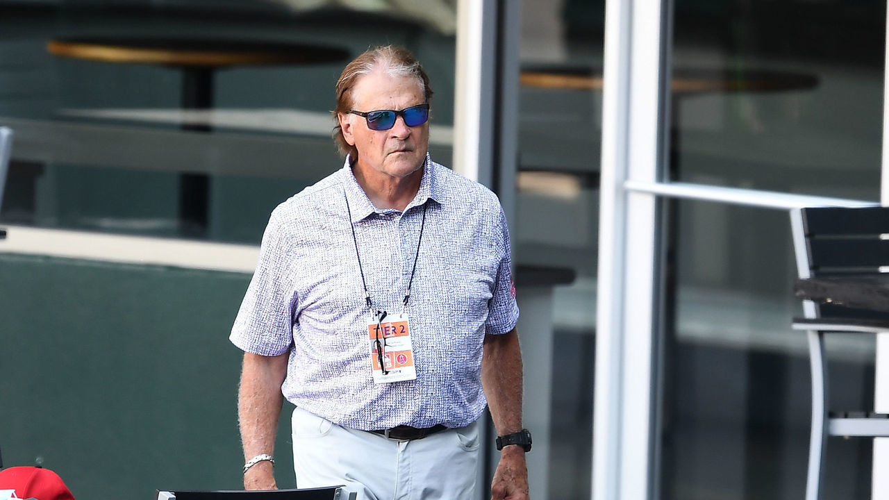 ANAHEIM, CA - JULY 11: Hall of Fame manager Tony La Russa, is now a special advisor to general manager Billy Eppler of the Los Angeles Angels, looks on during an intrasquad game at Angel Stadium of Anaheim on July 11, 2020 in Anaheim, California.