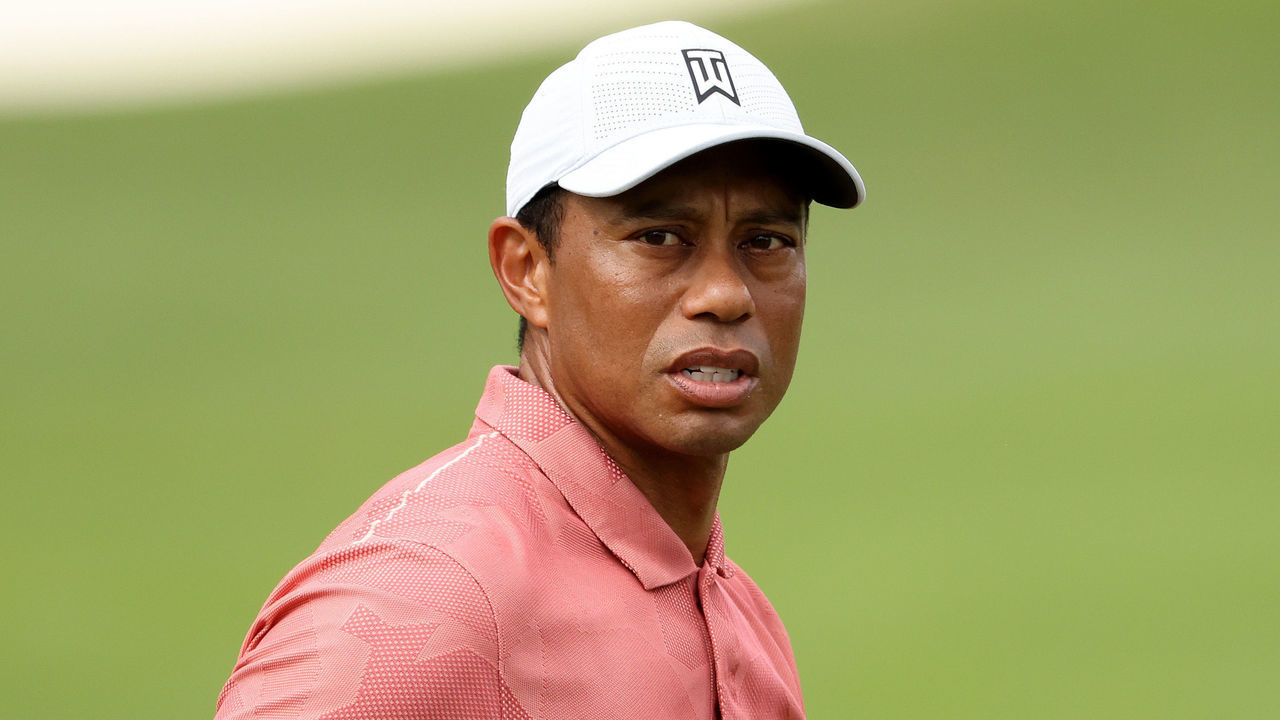 AUGUSTA, GEORGIA - NOVEMBER 10: Tiger Woods of the United States warms up on the range during a practice round prior to the Masters at Augusta National Golf Club on November 10, 2020 in Augusta, Georgia.