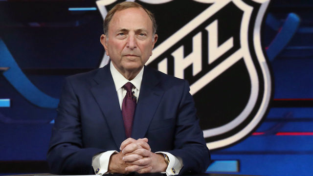 SECAUCUS, NEW JERSEY - OCTOBER 06: NHL commissioner Gary Bettman prepares for the first round of the 2020 National Hockey League Draft at the NHL Network Studio on October 06, 2020 in Secaucus, New Jersey.