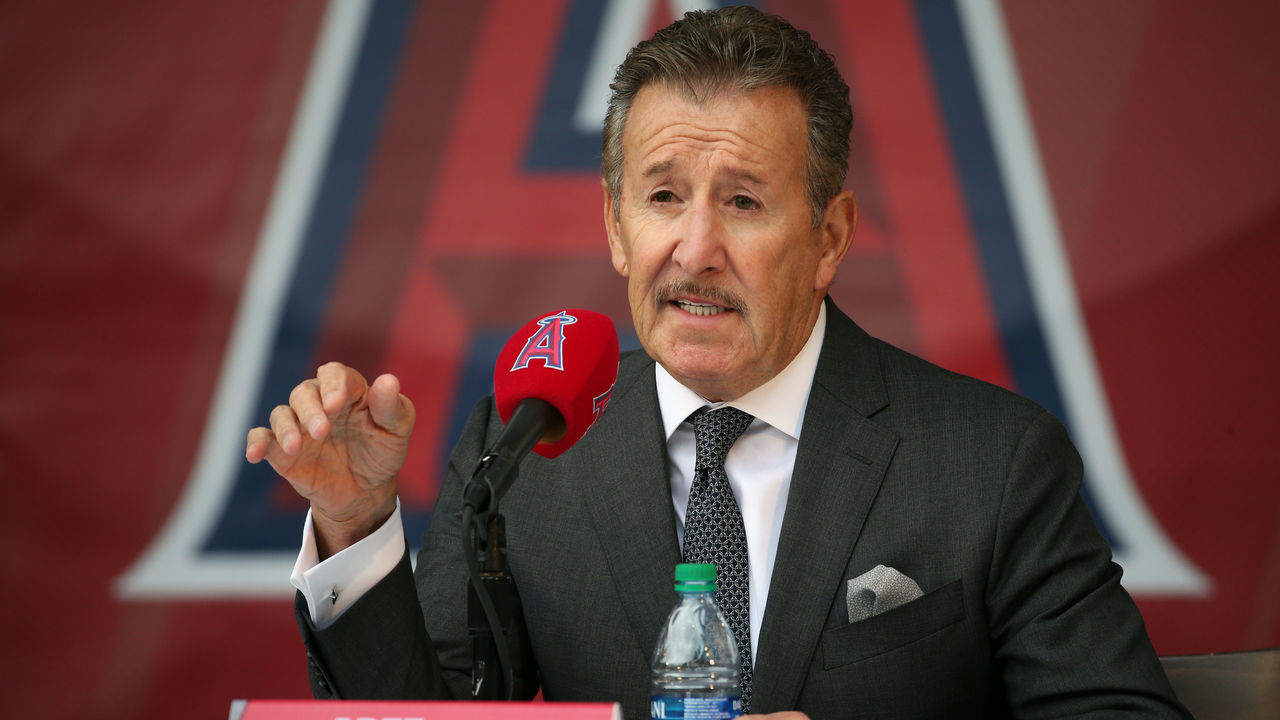 ANAHEIM, CA - DECEMBER 14: Los Angeles Angels owner Arte Moreno answers questions during a press conference to introduce Anthony Rendon at Angel Stadium of Anaheim on December 14, 2019 in Anaheim, CA.