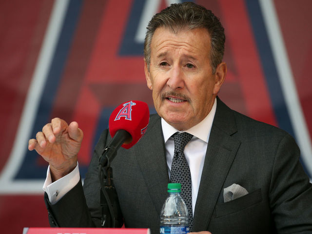 ANAHEIM, CA - DECEMBER 14: Los Angeles Angels owner Arte Moreno answers questions during a press conference to introduce Anthony Rendon at Angel Stadium of Anaheim on December 14, 2019 in Anaheim, CA.