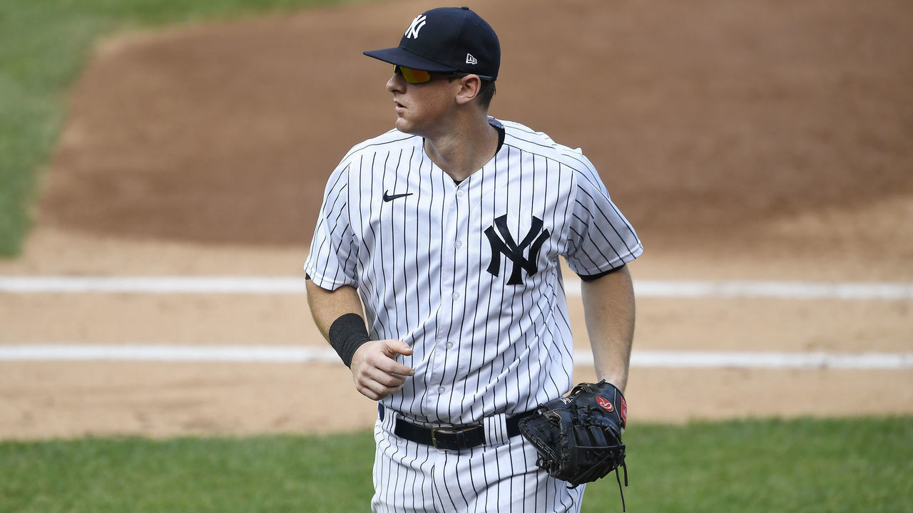NEW YORK, NEW YORK - SEPTEMBER 27: DJ LeMahieu #26 of the New York Yankees looks on during the second inning against the Miami Marlins at Yankee Stadium on September 27, 2020 in the Bronx borough of New York City.