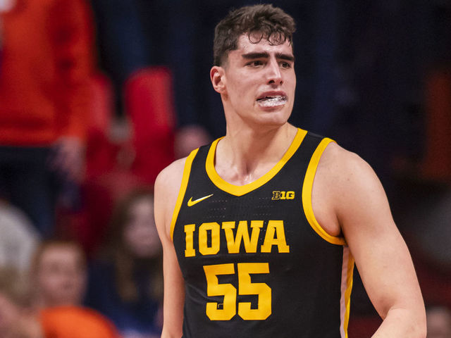 CHAMPAIGN, IL - MARCH 08: Luka Garza #55 of the Iowa Hawkeyes is seen during the game against the Illinois Fighting Illini at State Farm Center on March 8, 2020 in Champaign, Illinois.