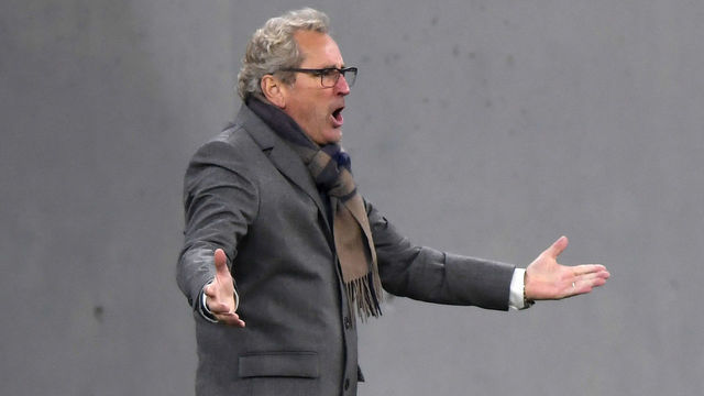 Iceland's coach Erik Hamren reacts during the UEFA European Qualifiers play-off final football match between Hungary and Iceland at the Puskas Arena in Budapest on November 12, 2020.