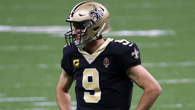NEW ORLEANS, LOUISIANA - NOVEMBER 15: Drew Brees #9 of the New Orleans Saints looks on during their game against the San Francisco 49ers at Mercedes-Benz Superdome on November 15, 2020 in New Orleans, Louisiana.