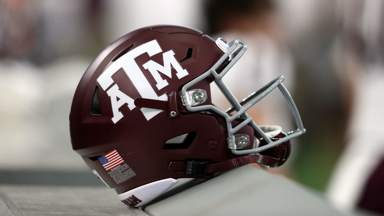 ARLINGTON, TEXAS - SEPTEMBER 28: A Texas A&M Aggies helmet during the Southwest Classic at AT&T Stadium on September 28, 2019 in Arlington, Texas.