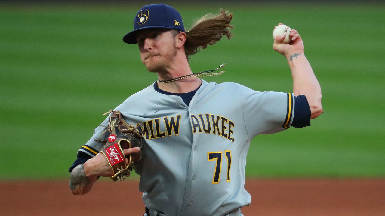 ST LOUIS, MO - SEPTEMBER 25: Josh Hader #71 of the Milwaukee Brewers delivers a pitch against the St. Louis Cardinals in the seventh inning during game one of a doubleheader at Busch Stadium on September 25, 2020 in St Louis, Missouri.