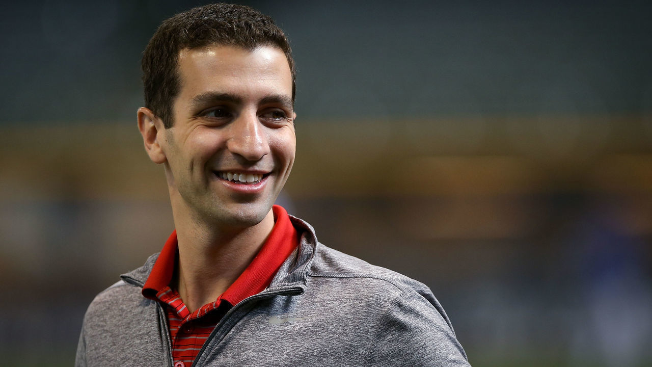 MILWAUKEE, WI - APRIL 21: General manager David Stearns of the Milwaukee Brewers looks on during batting practice before the game against the Miami Marlins at Miller Park on April 21, 2018 in Milwaukee, Wisconsin. (Dylan Buell/Getty Images) *** Local Caption *** David Stearns