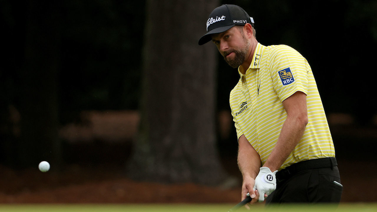 AUGUSTA, GEORGIA - NOVEMBER 15: Webb Simpson of the United States plays a shot on the first hole during the final round of the Masters at Augusta National Golf Club on November 15, 2020 in Augusta, Georgia.