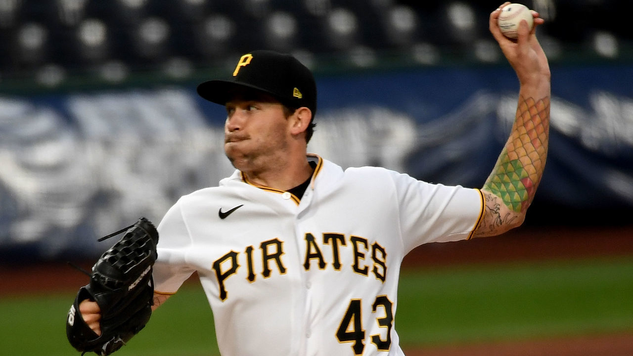 PITTSBURGH, PA - SEPTEMBER 17: Steven Brault #43 of the Pittsburgh Pirates delivers a pitch in the first inning during the game against the St. Louis Cardinals at PNC Park on September 17, 2020 in Pittsburgh, Pennsylvania.