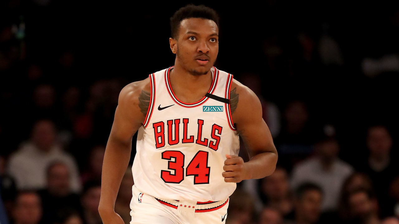 NEW YORK, NEW YORK - FEBRUARY 29: Wendell Carter Jr. #34 of the Chicago Bulls celebrates his shot in the first half against the New York Knicks at Madison Square Garden on February 29, 2020 in New York City.