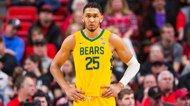LUBBOCK, TEXAS - JANUARY 07: Forward Tristan Clark #25 of the Baylor Bears stands on the court during the first half of the college basketball game against the Texas Tech Red Raiders on January 07, 2020 at United Supermarkets Arena in Lubbock, Texas.