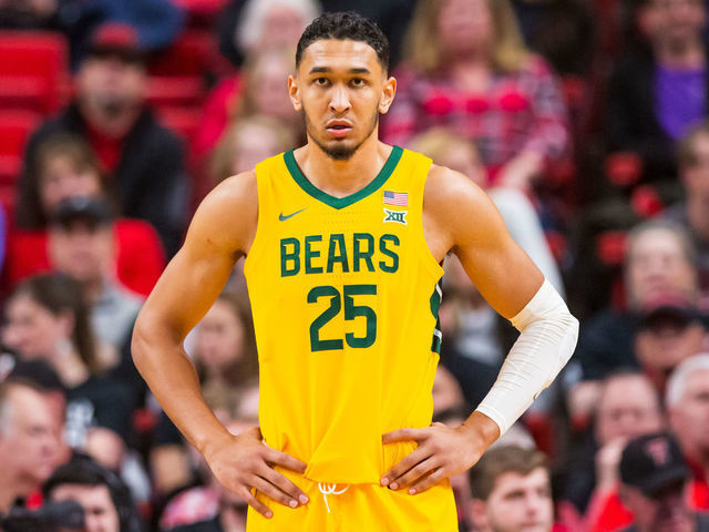LUBBOCK, TEXAS - JANUARY 07: Forward Tristan Clark #25 of the Baylor Bears stands on the court during the first half of the college basketball game against the Texas Tech Red Raiders on January 07, 2020 at United Supermarkets Arena in Lubbock, Texas.