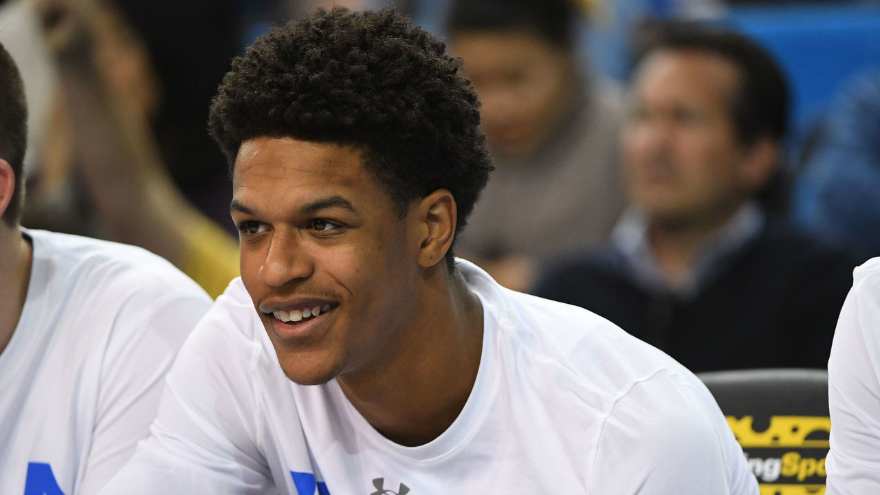 LOS ANGELES, CA - NOVEMBER 15: Shareef O'Neal #22 of the UCLA Bruins watches the game against the UNLV Rebels from the bench at Pauley Pavilion on November 15, 2019 in Los Angeles, California.