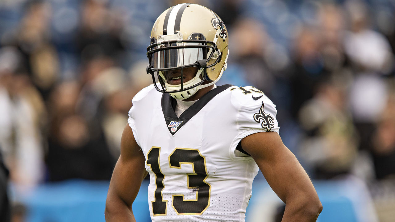 NASHVILLE, TN - DECEMBER 22: Michael Thomas #13 of the New Orleans Saints warms up before a game against the Tennessee Titans at Nissan Stadium on December 22, 2019 in Nashville, Tennessee. The Saints defeated the Titans 38-28.