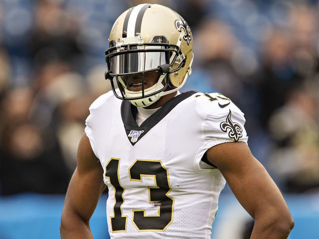 NASHVILLE, TN - DECEMBER 22: Michael Thomas #13 of the New Orleans Saints warms up before a game against the Tennessee Titans at Nissan Stadium on December 22, 2019 in Nashville, Tennessee. The Saints defeated the Titans 38-28.