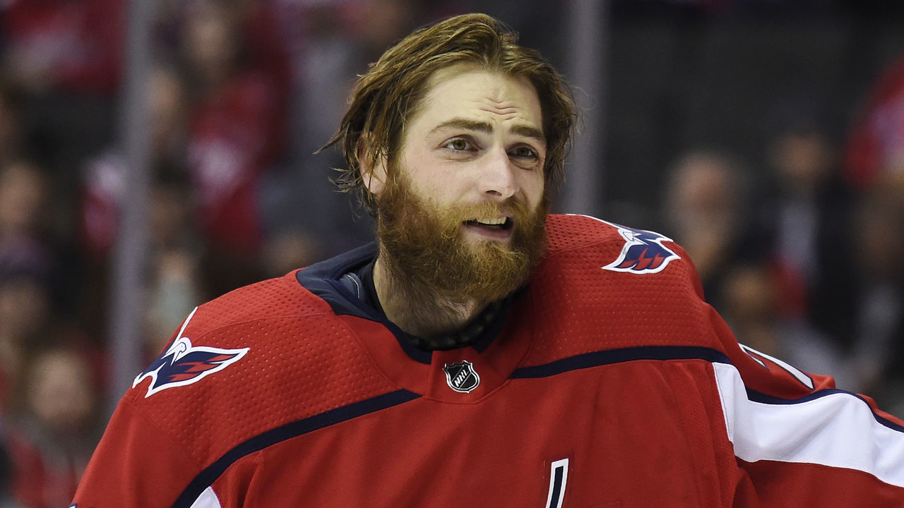 WASHINGTON, DC - FEBRUARY 26: Braden Holtby #70 of the Washington Capitals reacts after a play in the second period against the Ottawa Senators at Capital One Arena on February 26, 2019 in Washington, DC.
